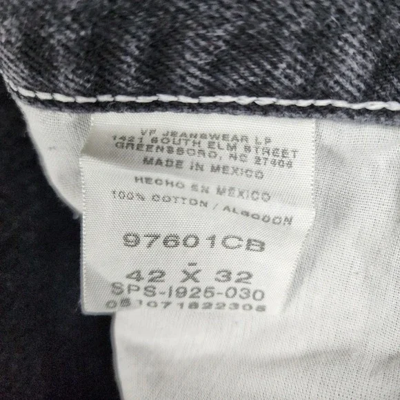 Wrangler Authentic Jeans Mens 42x32 Black Straight Leg Cotton 97601CB - Picture 5 of 6